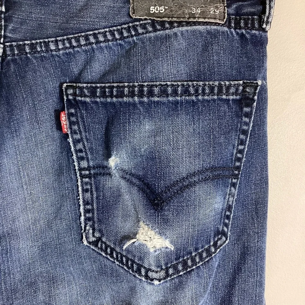 Levi's 505 Regular Fit Distressed Jeans Size 34x29